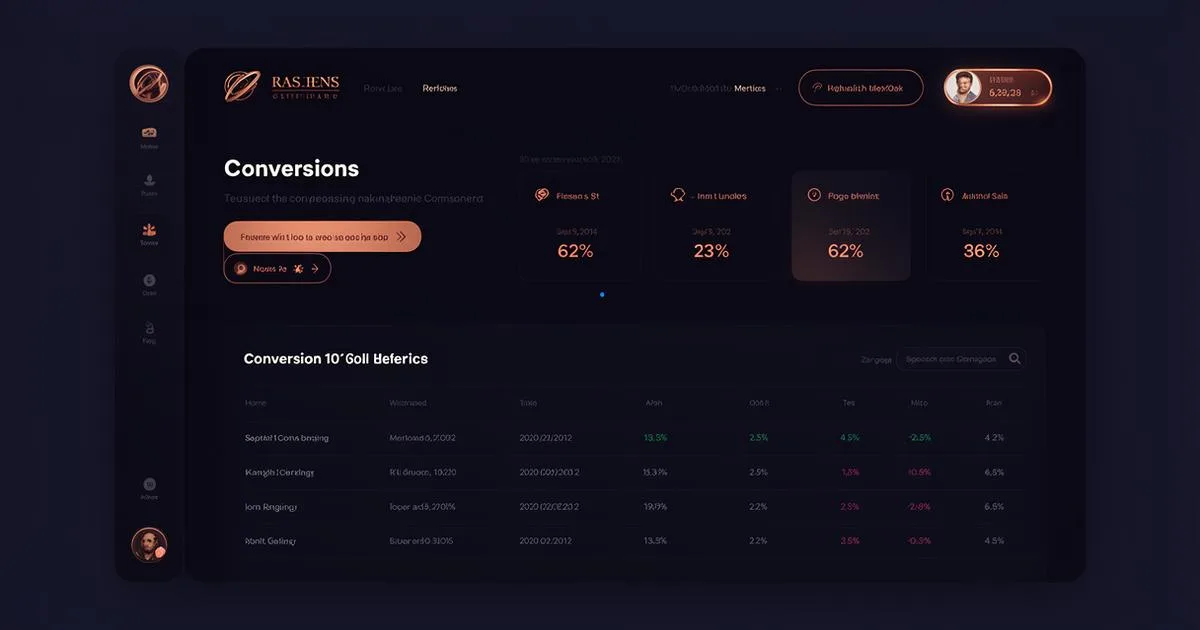 Interface chatbot IA conversationnel avec dashboard de conversion