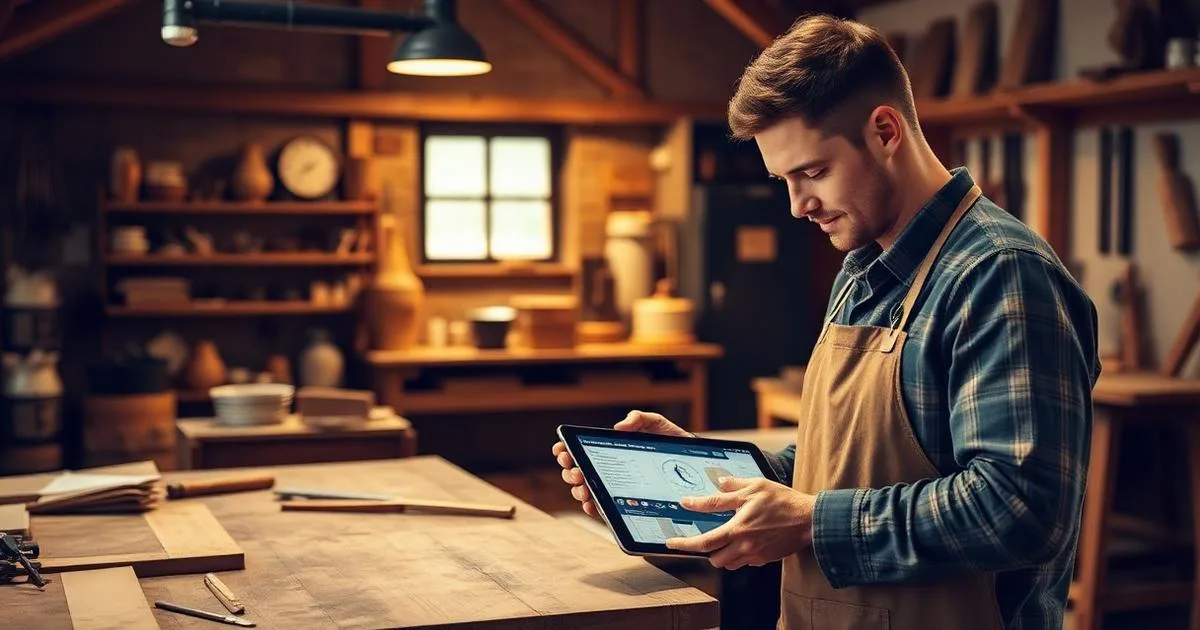 Artisan utilisant l'IA pour automatiser ses devis et sa planification